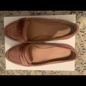 Pink velvet madden girl loafers